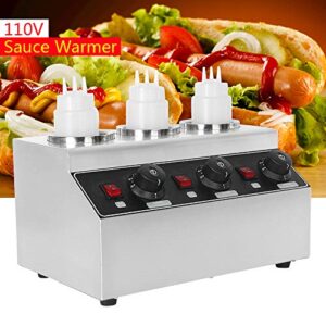 Electric Sauce Bottle Warmer, 0.68L x 2 Commercial Hot Fudge Warmer, Double Bottles Nacho Cheese Warmer, 86-176℉ Sauce Warmer Dispenser, Hot Chocolate Warmer Dispenser for Home Hotel Snack Bars