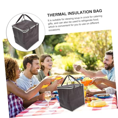 ULTECHNOVO Crock Insulated Bag Insulated Tote Bag Insulated Shopping Bag Pizza Bag Freezer Bags for Groceries Insulated Grocery Bags with Zippered Top Picnic Insulated Bag Coffee Cloth