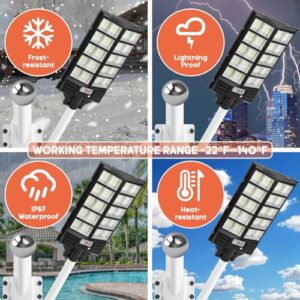 3 Pack Solar Parking Lot Lights, Waterproof Solar Street Light with 1152 Light Beads, IP67 Outdoor Light with 240 Degree Coverage, Motion Sensor Black