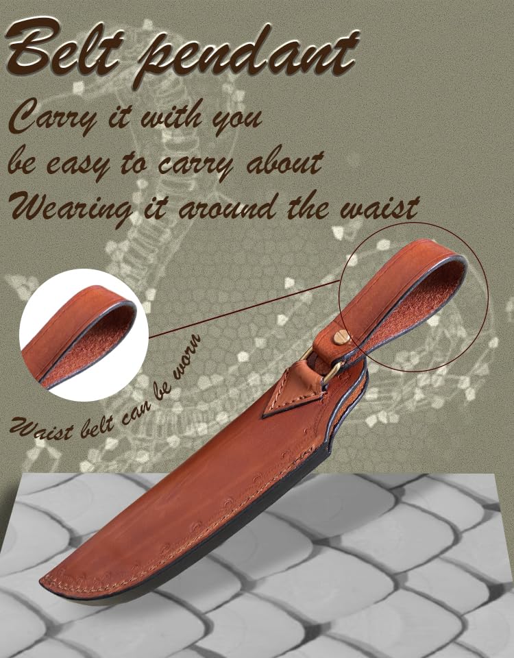 刀苑阁 Fixed Blade Knife Sheath Fits up to 8 Inch Blade,Leather Knife Sheaths Knife Holder Hunting Knife Sheath,Straight Knife Sheath Brown