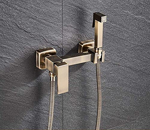 icVantA Shower System Antique Bronze Bidet Shower Faucets Brass Hygienic Shower Spray Airbrush Tap Hot & Cold Mixer Toilet Spray Bidet ShowerRound Model，Square Model