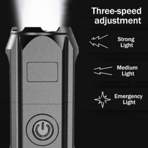 Peachloft Flashlight, Peachloft Powerful LED Flashlight, Peachloft Flash Light, Rechargeable Zoomable Waterproof Torch, for Hiking, Camping (1PC Black)