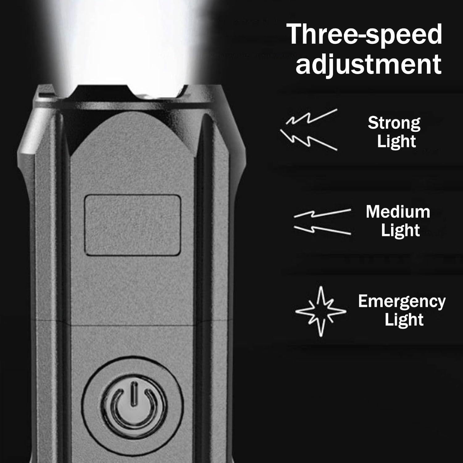 Peachloft Flashlight, Peachloft Powerful LED Flashlight, Peachloft Flash Light, Rechargeable Zoomable Waterproof Torch, for Hiking, Camping (1PC Black)