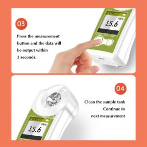 LHQYA Portable Brix Reader Tester, Digital Brix Refractometer, with Display, 0-55% Brix Measuring Range/ 0.2% Sugar Content Accuracy/ 10℃-40℃ Ambient Temperature, for Fruit Drinks