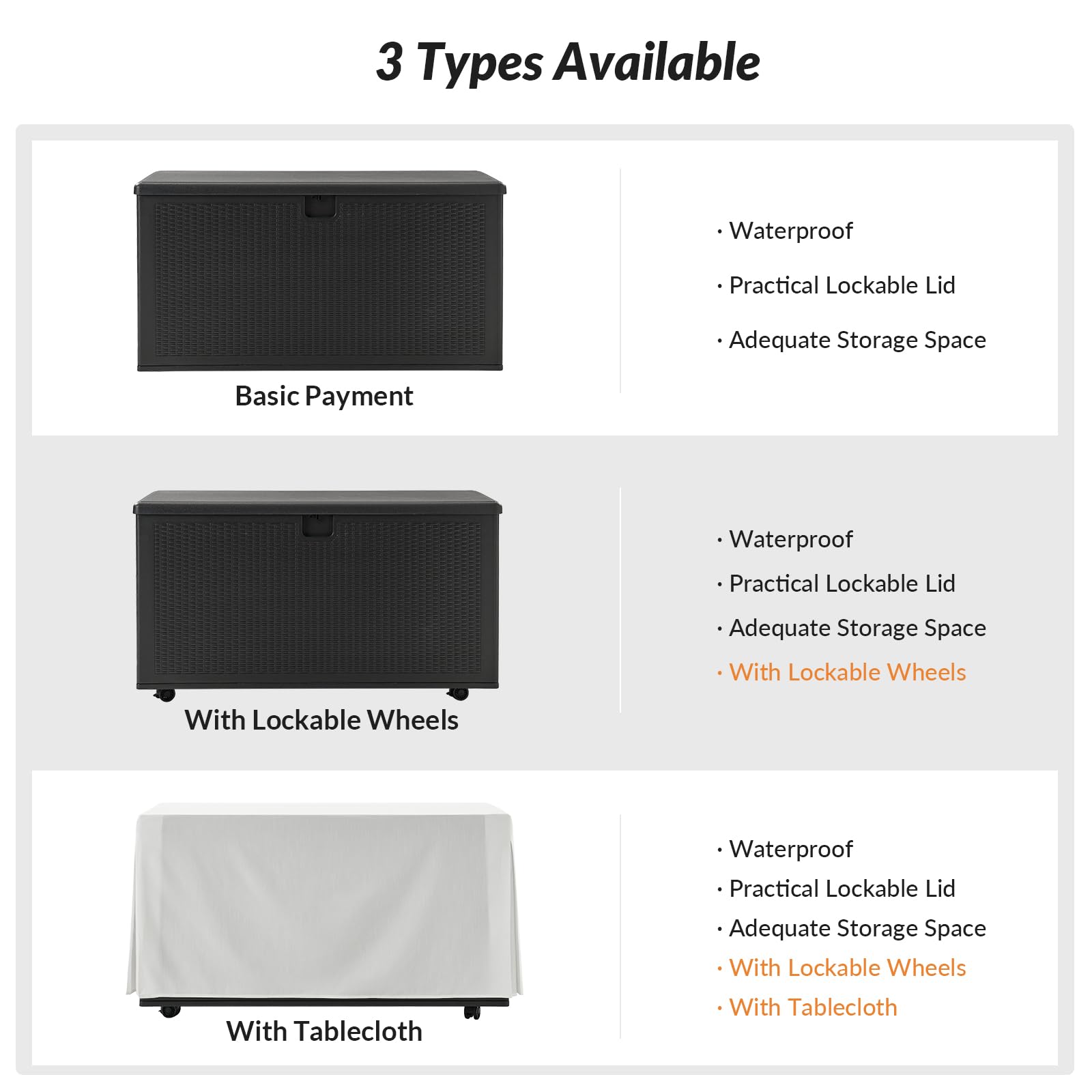 TerraSafe Large Deck Boxes,150 Gallon Resin Storage Boxes for Outdoor Cusion,waterproof,lockable Black,Garden Tools