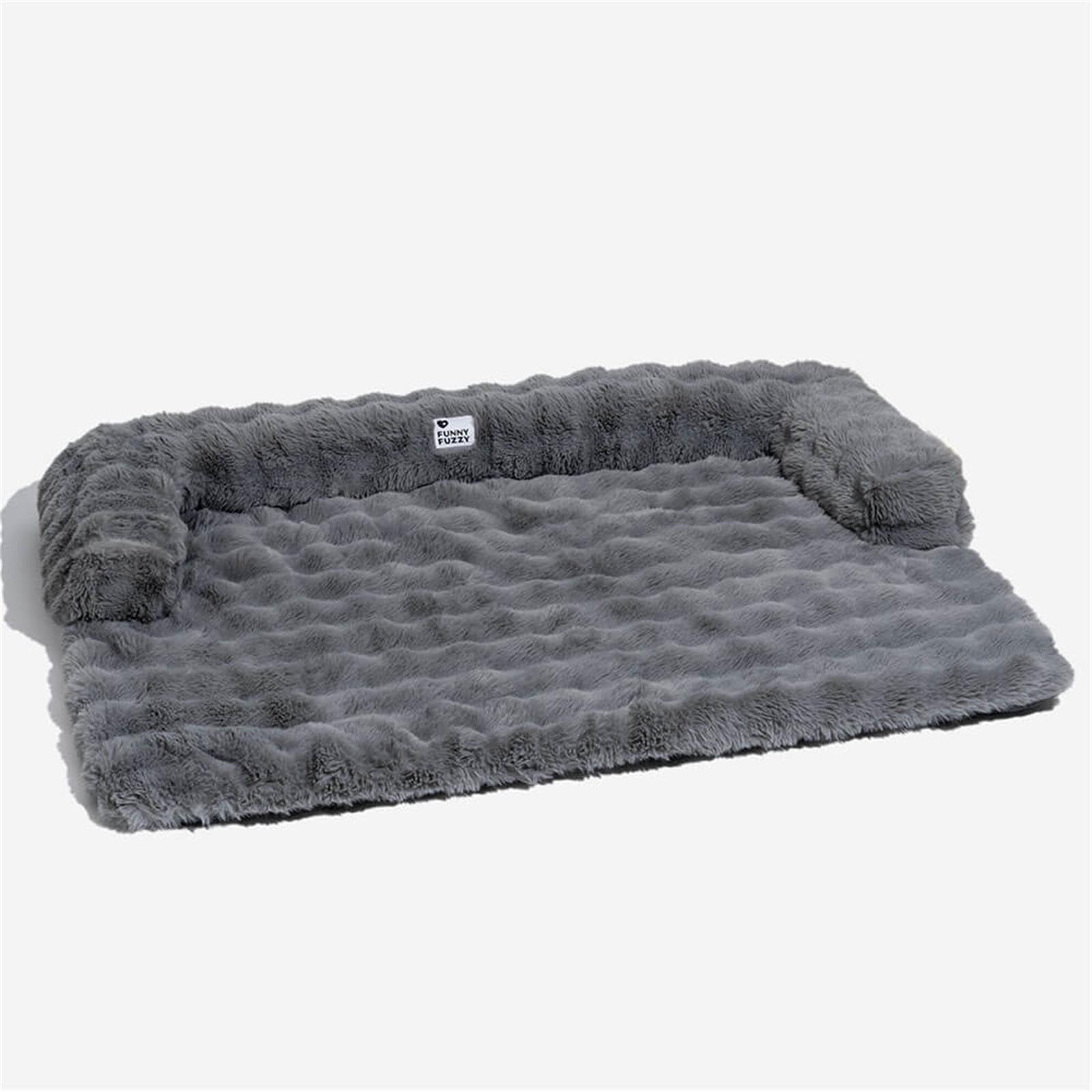 FUNNYFUZZY Calming Dog Bed, Fluffy Fuzzy Dog Mat for Sofa Protector with Removable Washable Cover for Dogs and Cats (Grey,47.24 * 37.4 * 6.3 in)