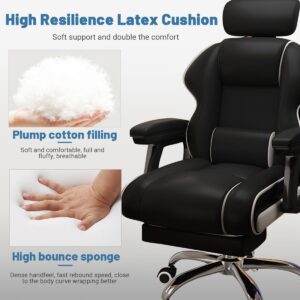 XUEGW Executive Computer Chair Home Office Desk Chair,Adjustable Angle, Ergonomic Adjustable Height PU Leather Chairs with Cushions Armrest for Long Time Seating-High Office Chair with Footrest