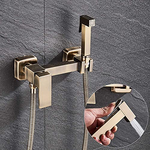 icVantA Shower System Antique Bronze Bidet Shower Faucets Brass Hygienic Shower Spray Airbrush Tap Hot & Cold Mixer Toilet Spray Bidet ShowerRound Model，Square Model