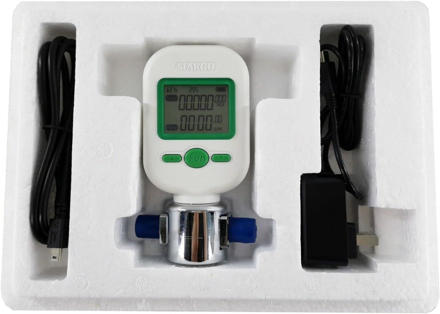 BHYIQI Portable Gas Mass Flow Meter Mass Air Flowmeter with Range 0 to 20L/Min Accracy ±2.5+0.5FS% LCD Display Password Setting Alarm Function