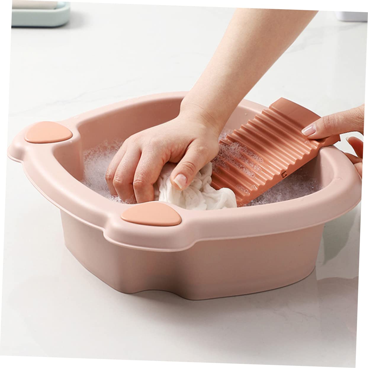 FONDOTIN 1 Set Wash Basin Mano Ropa Kitchen Board Home Hand Wash Clothes Basin Para Tools Mini Washing Basin for Clothing Lavadero Lavar Small Dormitory Laundry Basin Handwash Pink Pp