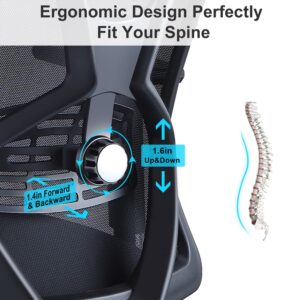 Ticova Ergonomic Office Chair - High Back Desk Chair with Adjustable Lumbar Support, Headrest & 3D Armrest - 130°Rocking Mesh Computer Chair