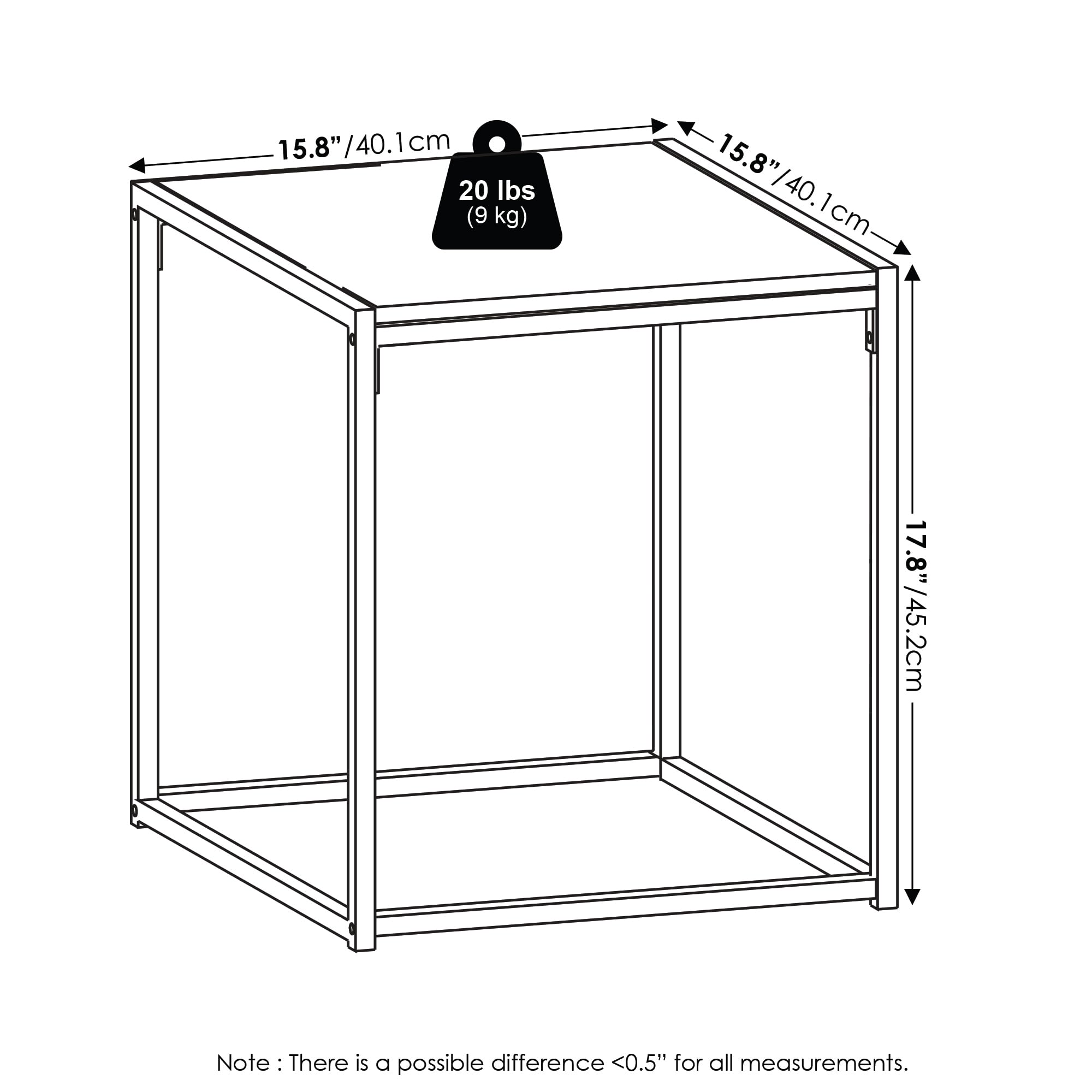 Furinno Camnus Modern Living End Table, Solid White/White, Set of 2