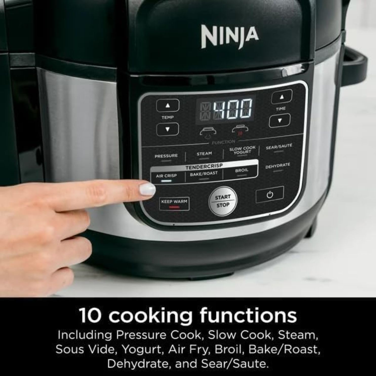 Ninja Foodi 10-in-1 6.5-Quart PRO Pressure Cooker OS300 with Air Fry, TenderCrisp Technology, Slow Cook, Steam, Sous Vide, and More - Ceramic-Coated, Nonstick, Dishwasher Safe, PTFE/PFOA Free