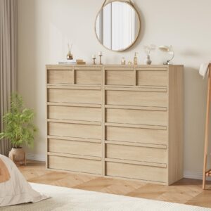 GarveeHome 7 Drawer Dresser for Bedroom, Modern 7 Chest of Drawers Tall with Spacious Storage, Freestanding Dresser Organizer for Bedroom, Living Room, Natural Oak