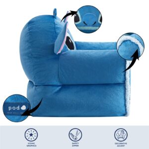 Idea Nuova Disney Stitch Figural Soft and Comfortable Structured Bean Bag Sofa Chair for Kids with Armrests,Ages 3+