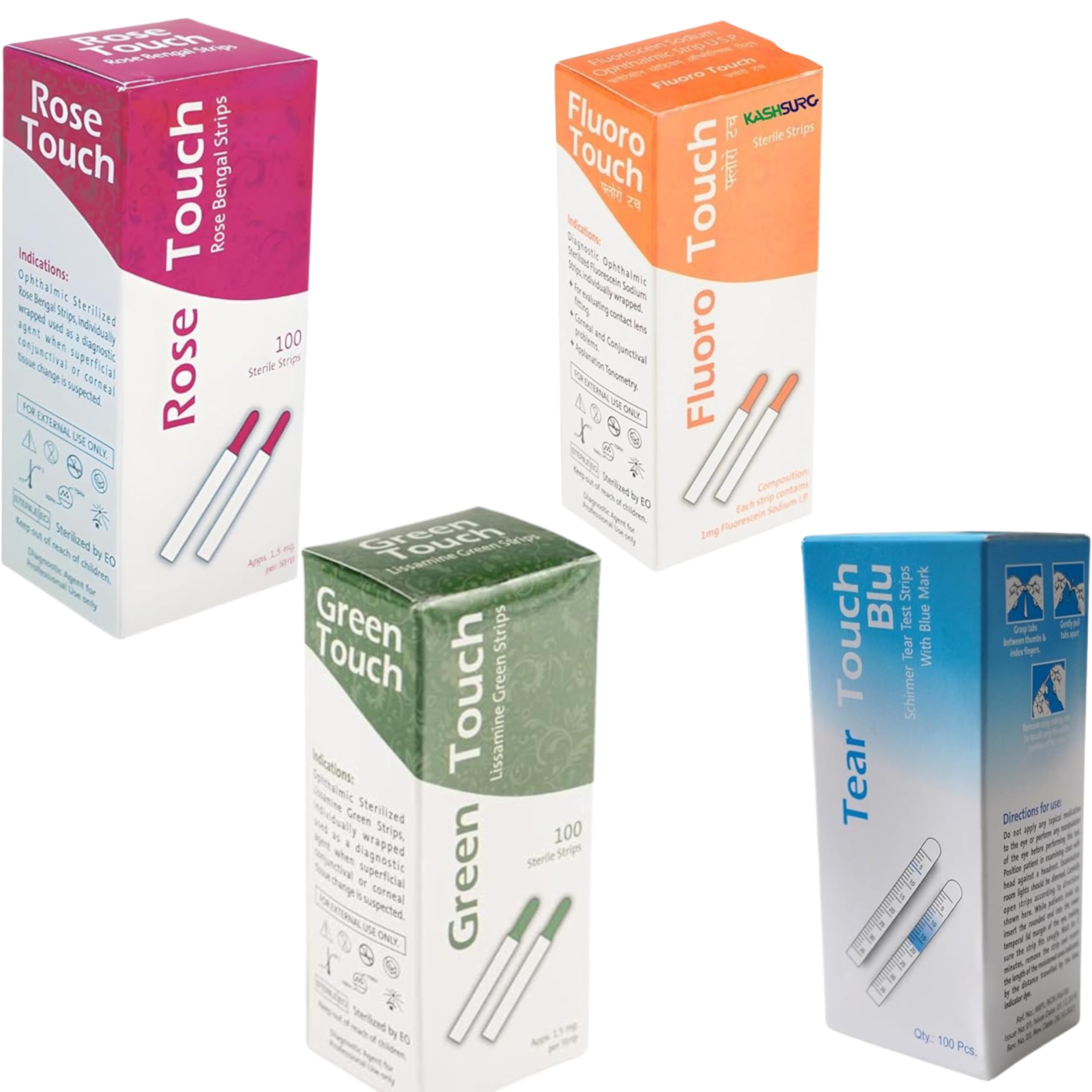 Ophthalmic Fluoro, Rose, Green & Tear Test Strips