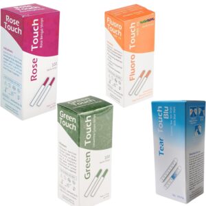 ophthalmic fluoro, rose, green & tear test strips