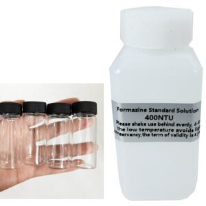 HFBTE Turbidity Calibration Solution 400NTU 100ml And Four EMPTY 25*60mm Glass Sample Bottles Fast Delivery for Calibrating SGZ-200BS SGZ-200B SGZ-20B SGZ-50B SGZ-400B Turbidimeters Turbidity Meters