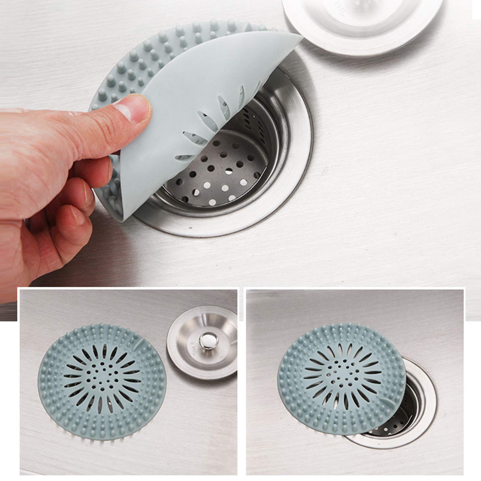 COFECO Drain Hair Catcher, 4 Pack Hair Catcher Shower Drain Covers Protector Silicone Bathtub Hair Stopper for Regular Drains of Shower Room, Bathroom