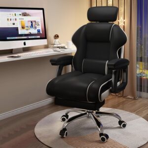 xuegw executive computer chair home office desk chair,adjustable angle, ergonomic adjustable height pu leather chairs with cushions armrest for long time seating-high office chair with footrest