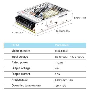 DrapeMania LRS-100-15 15V 6.7A 100W Single Output Switching Power Supply - 88.5% Efficiency, 85-264VAC Wide Input, Ultra Slim 1U, Reliable for Industrial Applications, Automation Systems