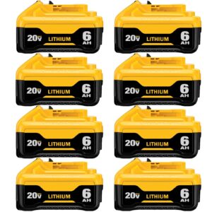 xmenany 20v 6.0ah replacement for dewalt 20v max battery x*r lithium ion dcb206 dcb200 dcb204 dcb200 dcb201 dcb203 dcb181 dcb180,8-pack