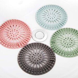 COFECO Drain Hair Catcher, 4 Pack Hair Catcher Shower Drain Covers Protector Silicone Bathtub Hair Stopper for Regular Drains of Shower Room, Bathroom