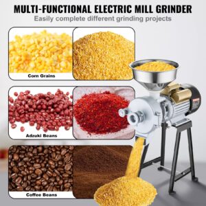 VEVOR Electric Grain Mill Grinder, 3000W Spice Grinders, Commercial Corn Mill with Funnel, Thickness Adjustable Powder Machine, Heavy Duty Feed Flour Cereal Mill Wheat Grinders, Dry & Wet Grinder