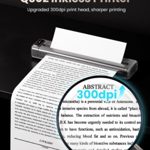 Phomemo Upgraded Ultra-Small Q302 Portable Printer with Mobile Printer, 300dpi Inkless Printer for 8.5 x 11 US Letter Thermal Paper, Compact Printer Compatible with iPhone & Laptop for Office Business