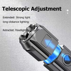 Peachloft Flashlight, Peachloft Powerful LED Flashlight, Peachloft Flash Light, Rechargeable Zoomable Waterproof Torch, for Hiking, Camping (1PC Black)