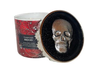 bath and body works vampire blood with skull lid 3-wick candle