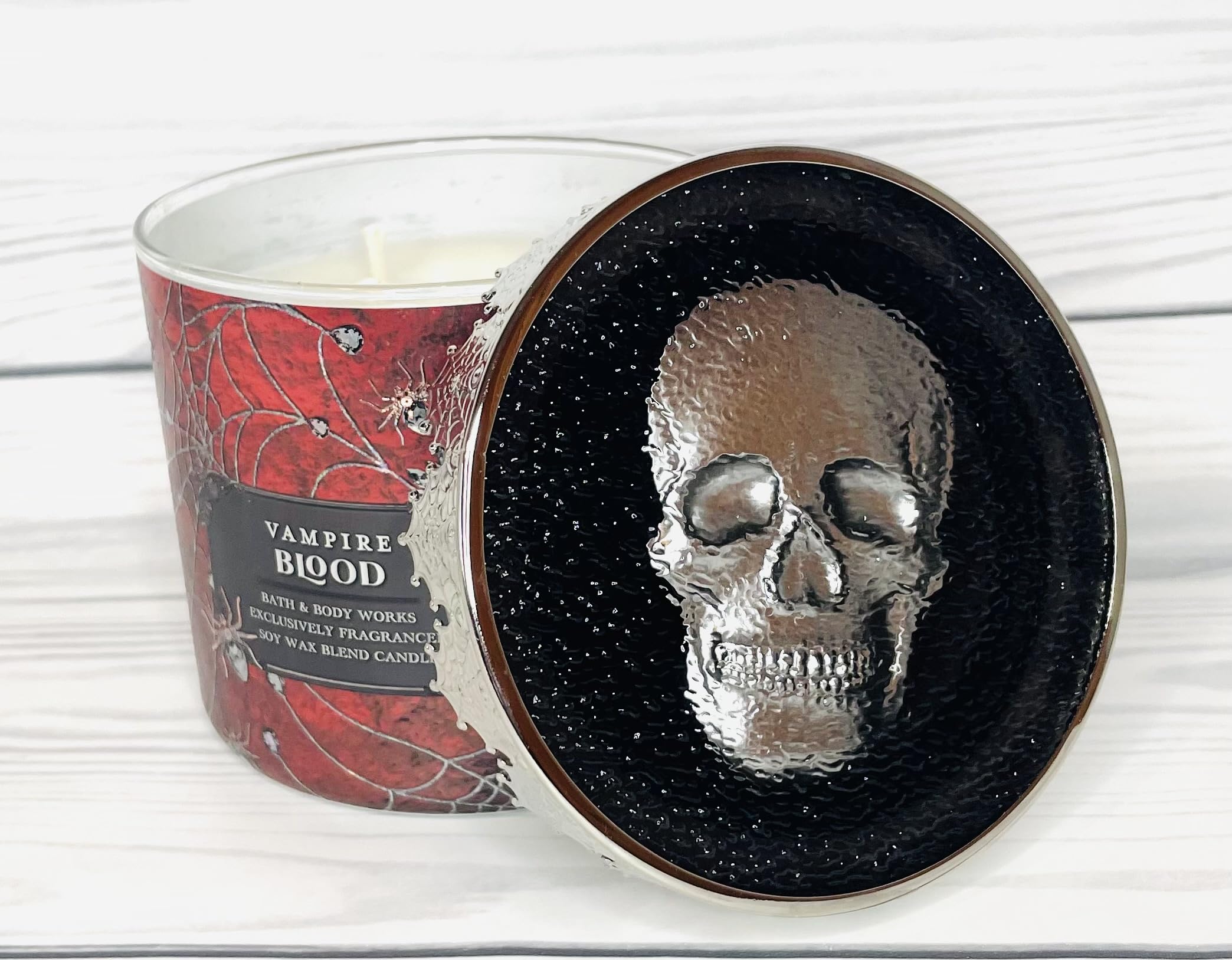 Bath and Body Works Vampire Blood with Skull Lid 3-Wick Candle