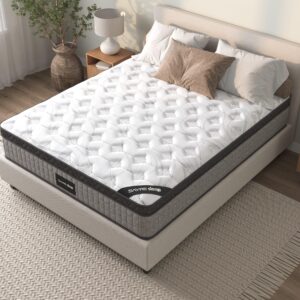 10'' queen mattress, queen size mattress in a box, modern new diamond innerspring hybrid and cooling gel memory foam mattresses, pressure relief & motion isolation, rv medium firm mattress (queen)