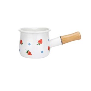 enamel coffee milk pot wood handle pan cookware breakfast oatmeal cooking gas stove induction pan