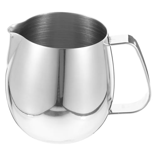 LALADEFIEE Pull Cup Milk Cup Milk Frother Cup Cream Measuring Cup Steaming Jug Steaming Milk Pitcher Frothing Cup Machine Cleaning Tea Coffee Steel Coffee Drinks Stainless Steel Silver