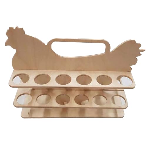 Eibhbuyey Chicken Shaped Wood Stand Wooden Eggs Storage Shelf Convenient Eggs Dispenser Easy to Eggs Kitchenwares