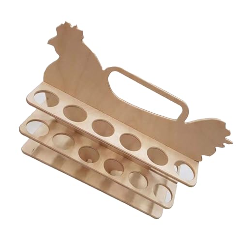 Eibhbuyey Chicken Shaped Wood Stand Wooden Eggs Storage Shelf Convenient Eggs Dispenser Easy to Eggs Kitchenwares