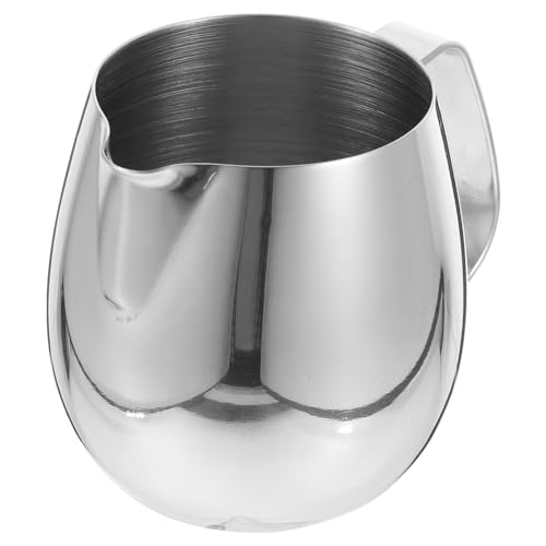 MOLUCKFU Pull Cup Hot Chocolate Tea Coffee Pan Coffee Steaming Pitcher Machine Cleaning Latte Art Froth Cups Milk Frothing Jug Steaming Jug Cream Milk Coffee Silver Stainless Steel