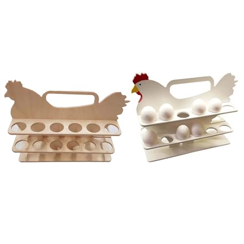 Eibhbuyey Chicken Shaped Wood Stand Wooden Eggs Storage Shelf Convenient Eggs Dispenser Easy to Eggs Kitchenwares