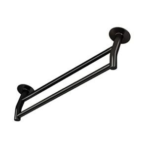 phenofice 1pc double bar towel rack towel rack bath towel hanger household towel rack punch storage holder towel drying rack towel stand towel rail black aluminum alloy