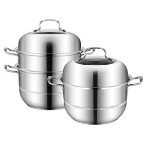 3-Tier/Layer Steam Cooker Pot, Kitchen Multi-function Steam Pot, For Induction Cooker Gas Stove Steam Pot(28cm 2 layer)