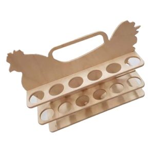 Eibhbuyey Chicken Shaped Wood Stand Wooden Eggs Storage Shelf Convenient Eggs Dispenser Easy to Eggs Kitchenwares