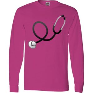 inktastic doctor stethoscope adult long sleeve t-shirt 3x-large cyber pink 58c7