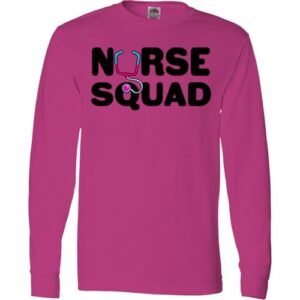 inktastic nurse squad with stethoscope replacing u adult long sleeve t-shirt 3x-large cyber pink 33514