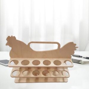 Eibhbuyey Chicken Shaped Wood Stand Wooden Eggs Storage Shelf Convenient Eggs Dispenser Easy to Eggs Kitchenwares