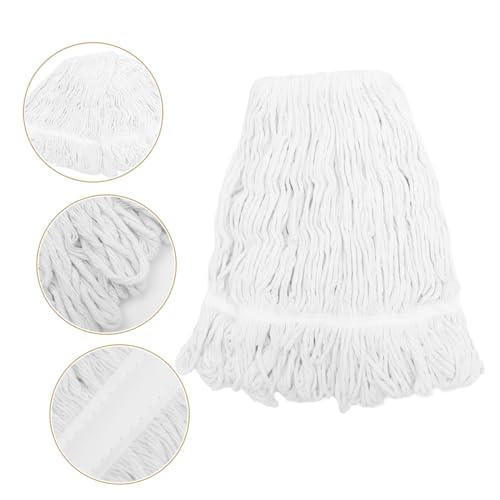 Luxshiny Mop Replacement Head Household Mop Pad Mop Head Wet Mop Head Refill Reusable Mop Pad Commercial Mop Head Floor Cleaning Mop Head Dust Wet Mop Head Cotton Thread White