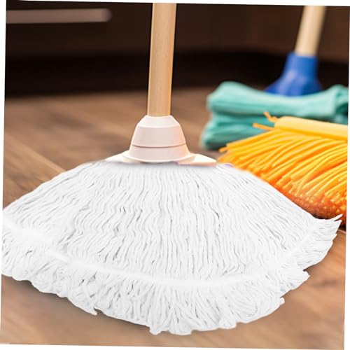 Luxshiny Mop Replacement Head Household Mop Pad Mop Head Wet Mop Head Refill Reusable Mop Pad Commercial Mop Head Floor Cleaning Mop Head Dust Wet Mop Head Cotton Thread White