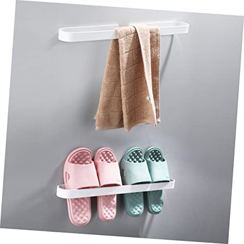 Garneck Wall Mounted Towel Rack Towel Holder Rack Bath Towel Bar Bathroom Mounted Towel Mount Clothing Mounted Towel Mounted Hooks Cabinet Hooks White Aluminum Alloy