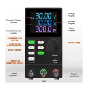 Switching Bench Power Supply DC 30V 10A 200V 300V Power Supply Encoder Adjustment Voltage Regulator Adjustable Switching Bench Power Supply(SPS3010D,110V)