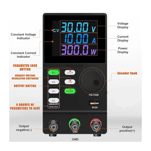 Switching Bench Power Supply DC 30V 10A 200V 300V Power Supply Encoder Adjustment Voltage Regulator Adjustable Switching Bench Power Supply(SPS3010D,110V)